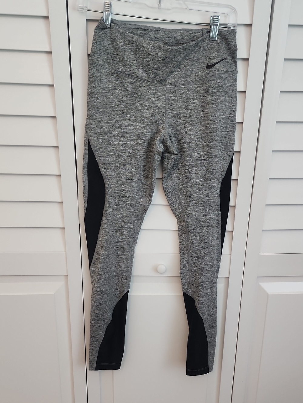 Nike Girls Gray Heather Leggings with Black Panels